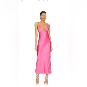 Bardot Lucia Midi Slip Dress in Hot Pink